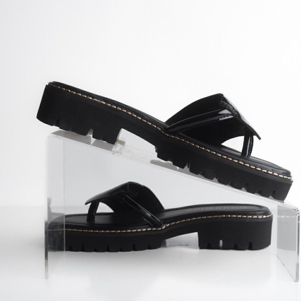 Donald Pliner Womens Beulah Platform Sandals Thongs Patent Leather Black US 8.5 - Picture 3 of 9